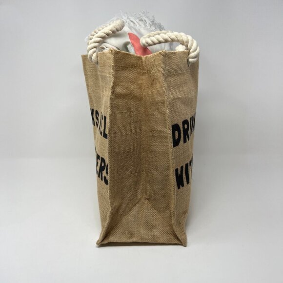 Gypsy Womens Jute Tote Bag Soft Cotton Rope Handles & Round Blanket Fringe Edge - Picture 4 of 9